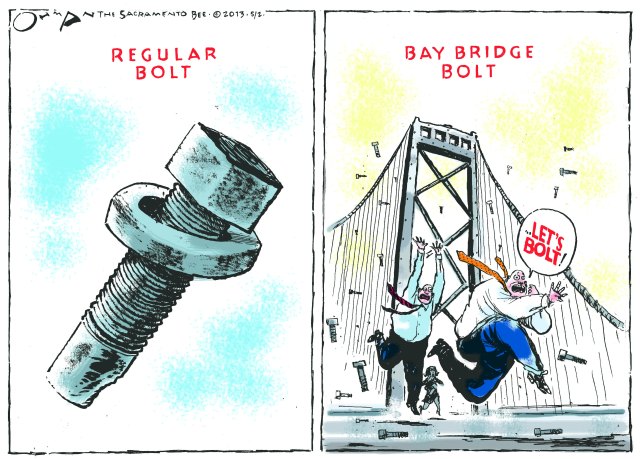Bay Bridge bolt cartoon